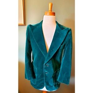 Vintage Pierre Laffitte Teal Velvet Suit Jacket